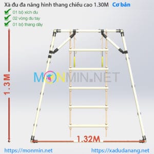 Alternative view of Xà đu đa năng hình thang chiều cao 1m3 kèm leo núi