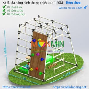 Hình ảnh xà đu đa năng SATECH hình thang cao 1m3 kèm theo vách leo núi