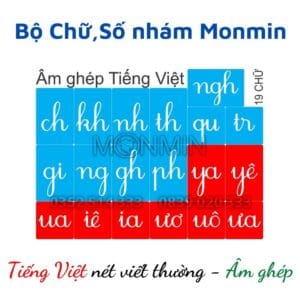 Chữ nhám Tiếng Việt - nét viết thường âm ghép - Bộ 19 chữ MONMIN (Montessori Sandpaper Letters) (Sao chép)