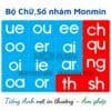 Chữ nhám Tiếng Anh - nét in thường âm ghép - Bộ 16 chữ MONMIN (Montessori Sandpaper Letters)