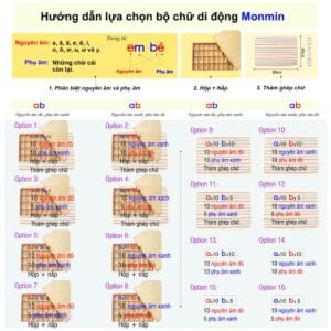 Chữ di động Tiếng Việt - Nét in thường - Học ghép chữ thành câu - Giáo cụ Montessori - Monmin